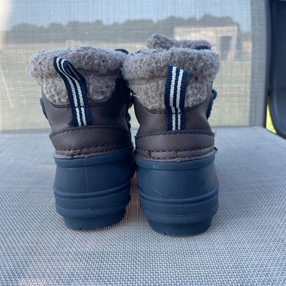 Nautica Yarmuk Toddler Size 9 Brown Faux Fur Lined Duck Boots Winter Snow Shoes